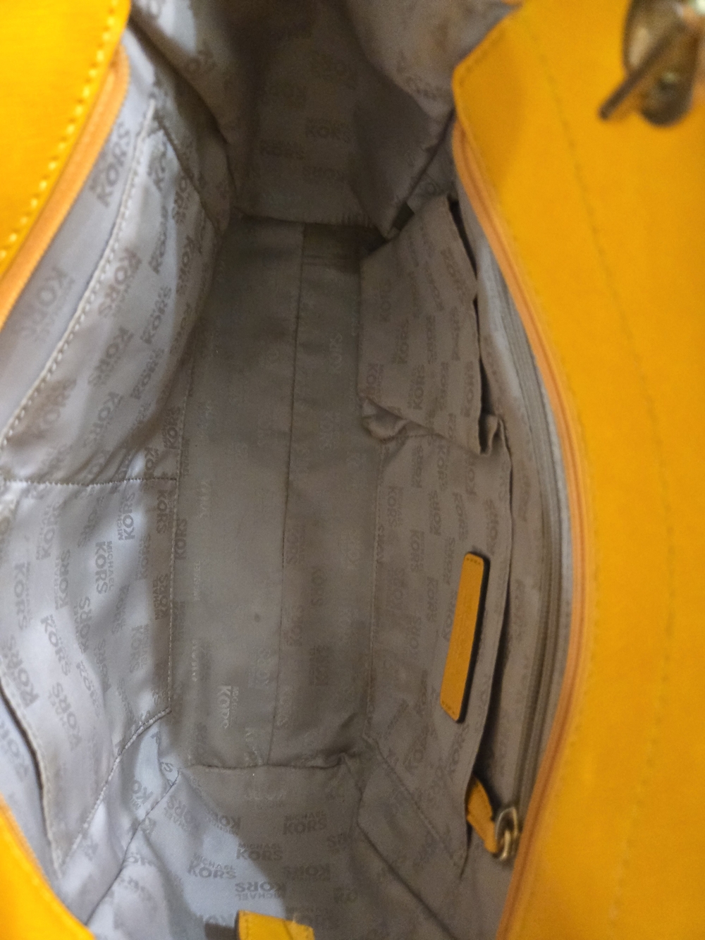 Michael Kors Yellow Saffiano Leather Chain Tote - Picture 4 of 8